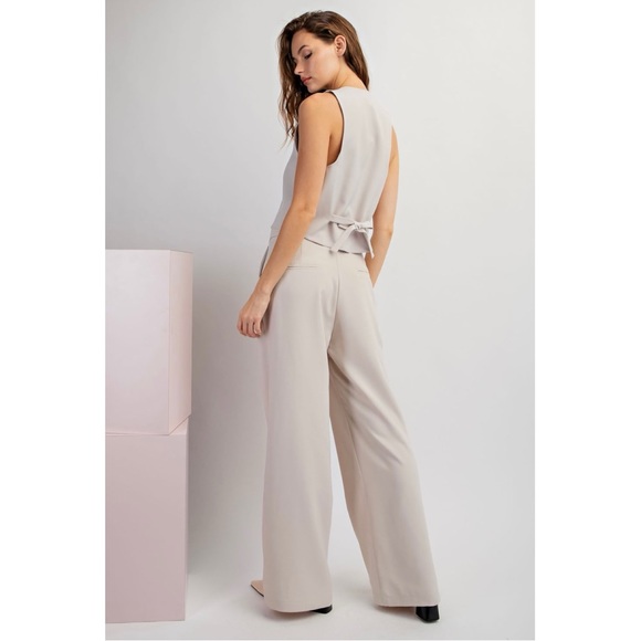 NWT Vanilla Oat High Waist Wide Straight Leg Classic Trouser - Picture 3 of 3